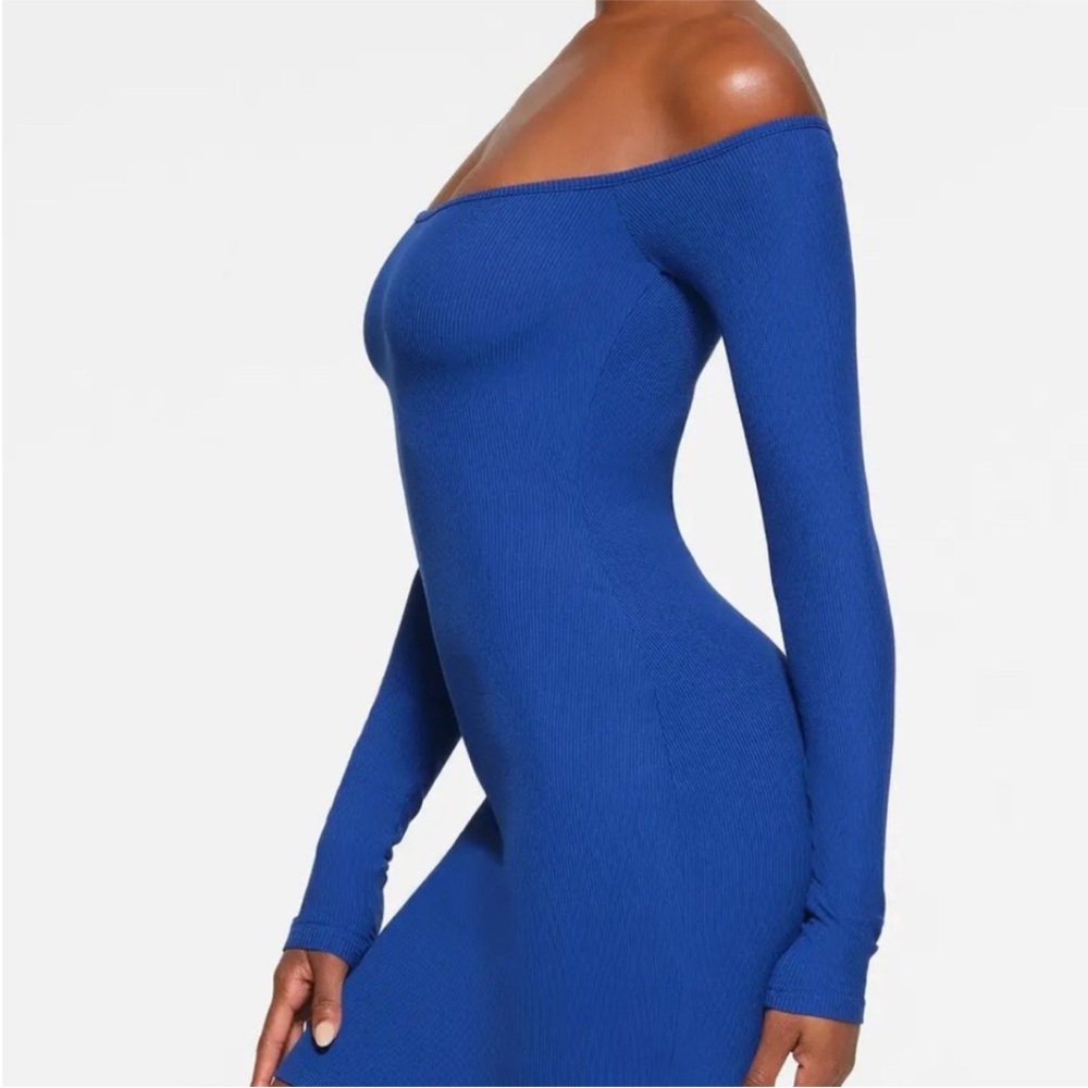 SKIMS SOFT LOUNGE OFF THE SHOULDER DRESS COBALT 3X - Picture 3 of 4